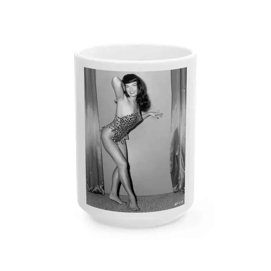 Bettie Page #49 (Vintage Female Icon) White Coffee Mug 15oz - Go Mug Yourself