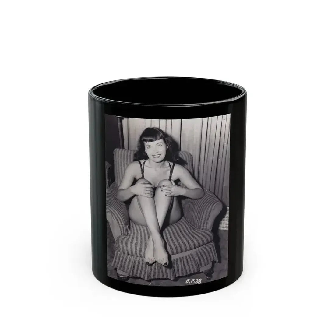 Bettie Page #498 (Vintage Female Icon) Black Coffee Mug 11oz - Go Mug Yourself