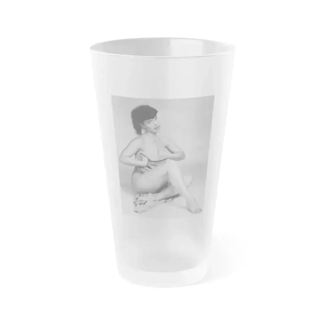 Bettie Page #500 (Vintage Female Icon) Frosted Pint Glass 16oz 16oz Frosted - Go Mug Yourself
