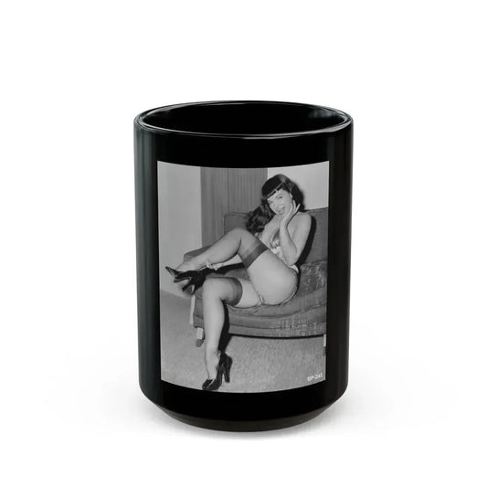 Bettie Page #506 (Vintage Female Icon) Black Coffee Mug 15oz - Go Mug Yourself