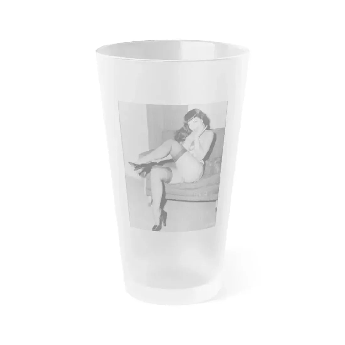 Bettie Page #506 (Vintage Female Icon) Frosted Pint Glass 16oz 16oz Frosted - Go Mug Yourself