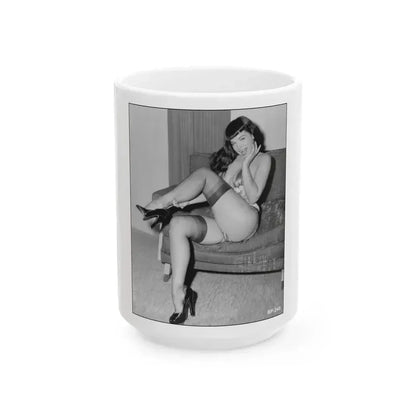 Bettie Page #506 (Vintage Female Icon) White Coffee Mug 15oz - Go Mug Yourself