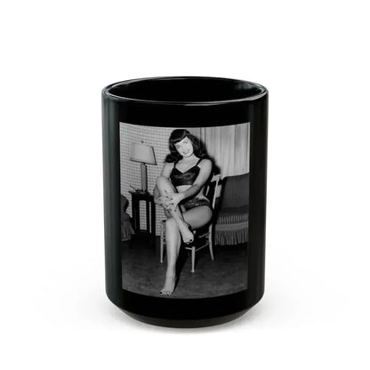 Bettie Page #508 (Vintage Female Icon) Black Coffee Mug 15oz - Go Mug Yourself