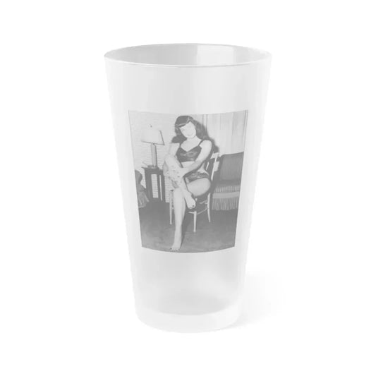 Bettie Page #508 (Vintage Female Icon) Frosted Pint Glass 16oz 16oz Frosted - Go Mug Yourself