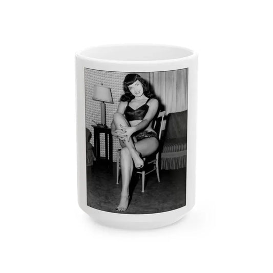 Bettie Page #508 (Vintage Female Icon) White Coffee Mug 15oz - Go Mug Yourself
