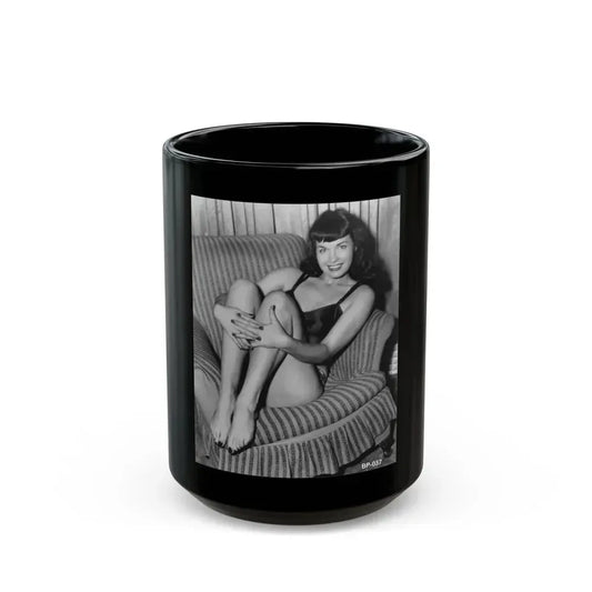 Bettie Page #509 (Vintage Female Icon) Black Coffee Mug 15oz - Go Mug Yourself
