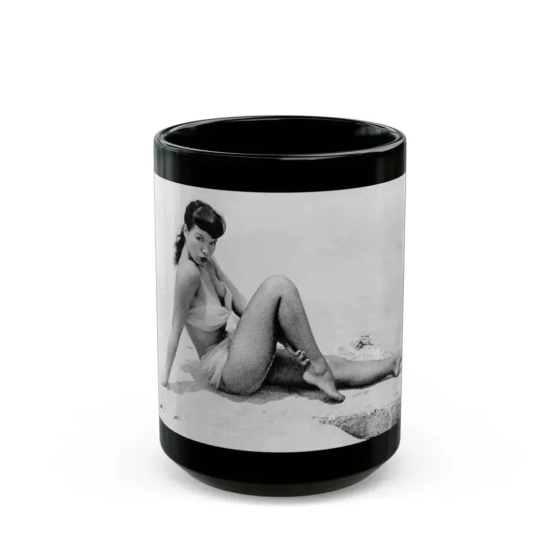 Bettie Page #512 (Vintage Female Icon) Black Coffee Mug 15oz - Go Mug Yourself