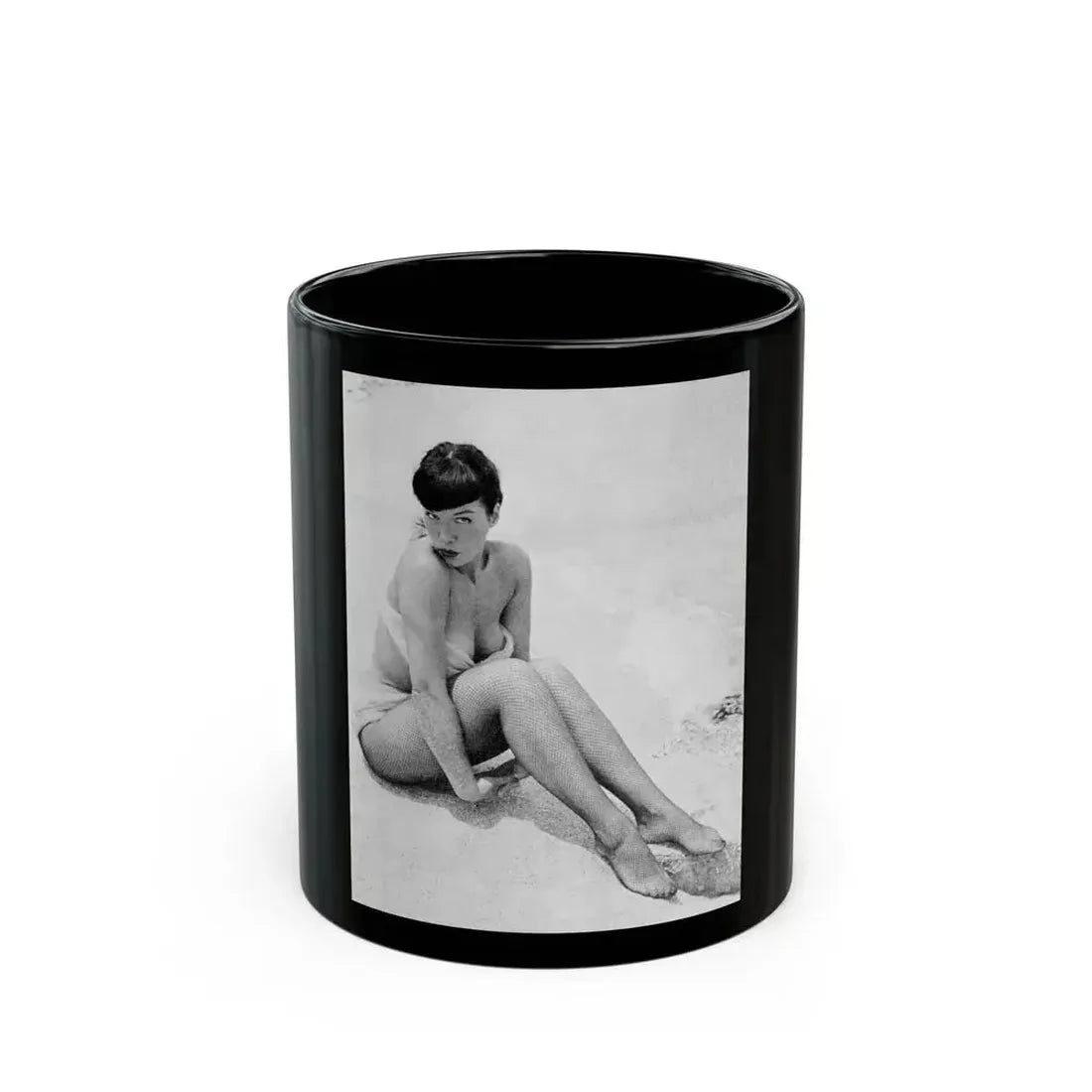 Bettie Page #513 (Vintage Female Icon) Black Coffee Mug 11oz - Go Mug Yourself