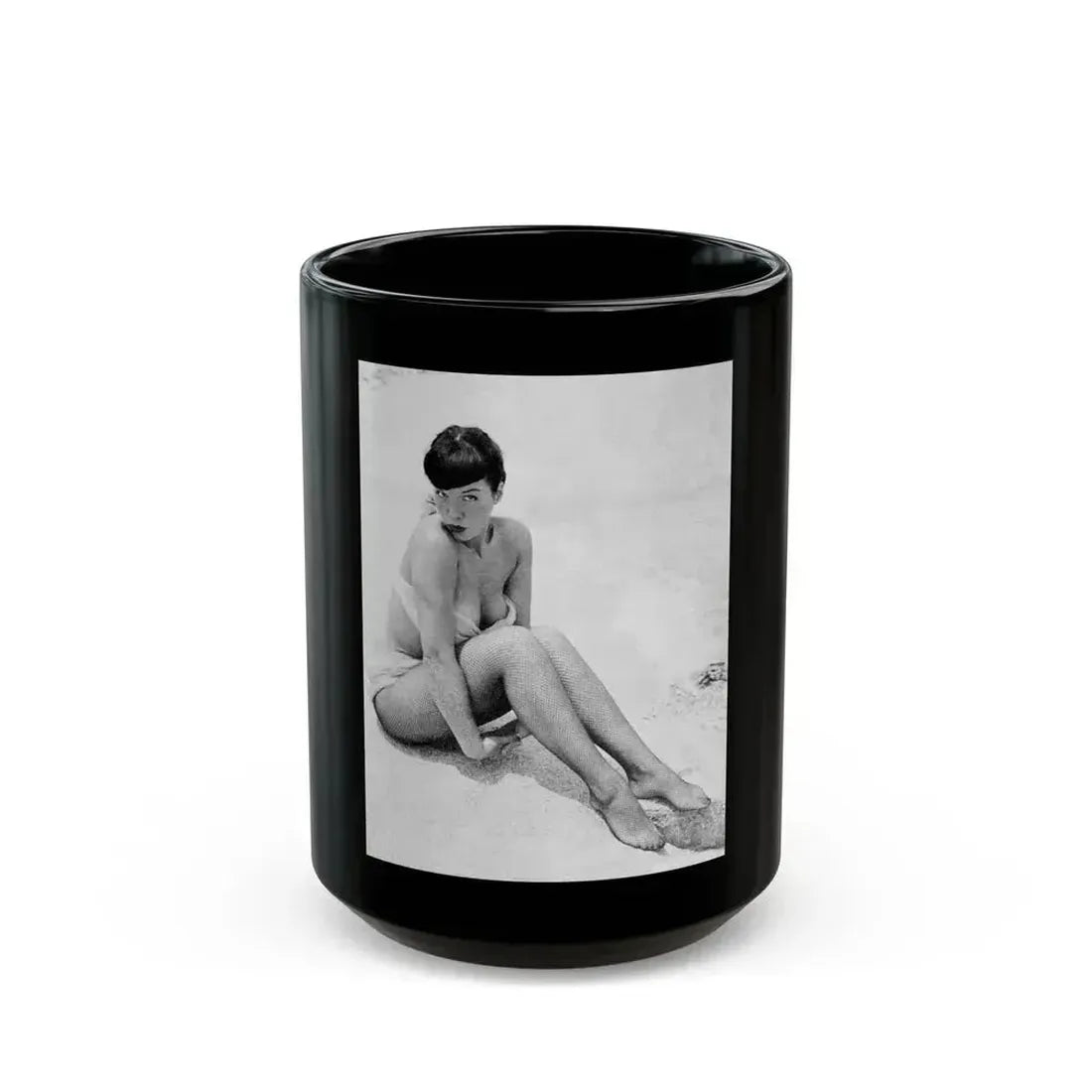 Bettie Page #513 (Vintage Female Icon) Black Coffee Mug 15oz - Go Mug Yourself