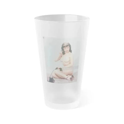 Bettie Page #517 (Vintage Female Icon) Frosted Pint Glass 16oz 16oz Frosted - Go Mug Yourself