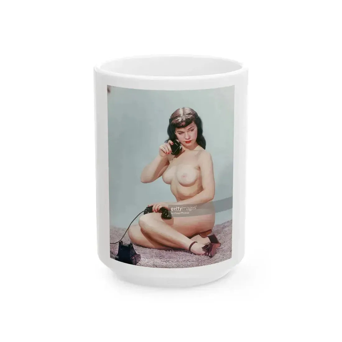 Bettie Page #517 (Vintage Female Icon) White Coffee Mug 15oz - Go Mug Yourself