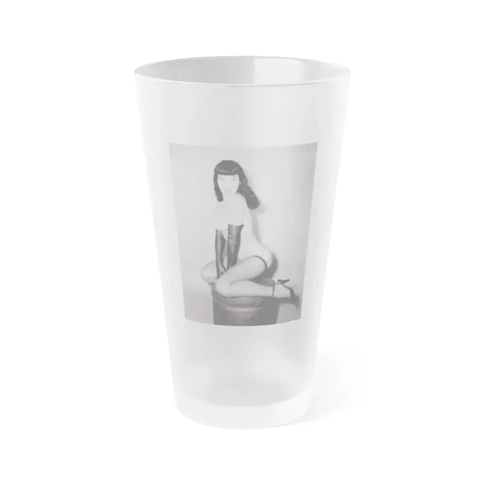 Bettie Page #524 1 (Vintage Female Icon) Frosted Pint Glass 16oz 16oz Frosted - Go Mug Yourself