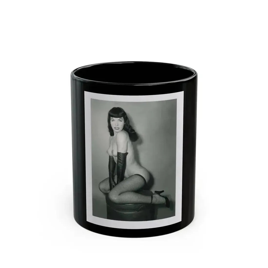 Bettie Page #524 (Vintage Female Icon) Black Coffee Mug 11oz - Go Mug Yourself