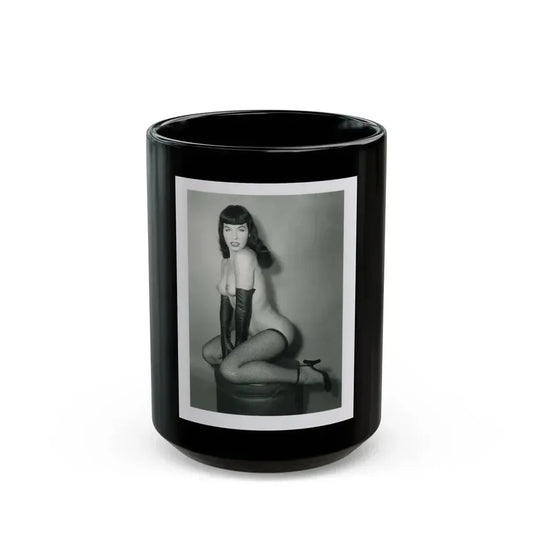 Bettie Page #524 (Vintage Female Icon) Black Coffee Mug 15oz - Go Mug Yourself