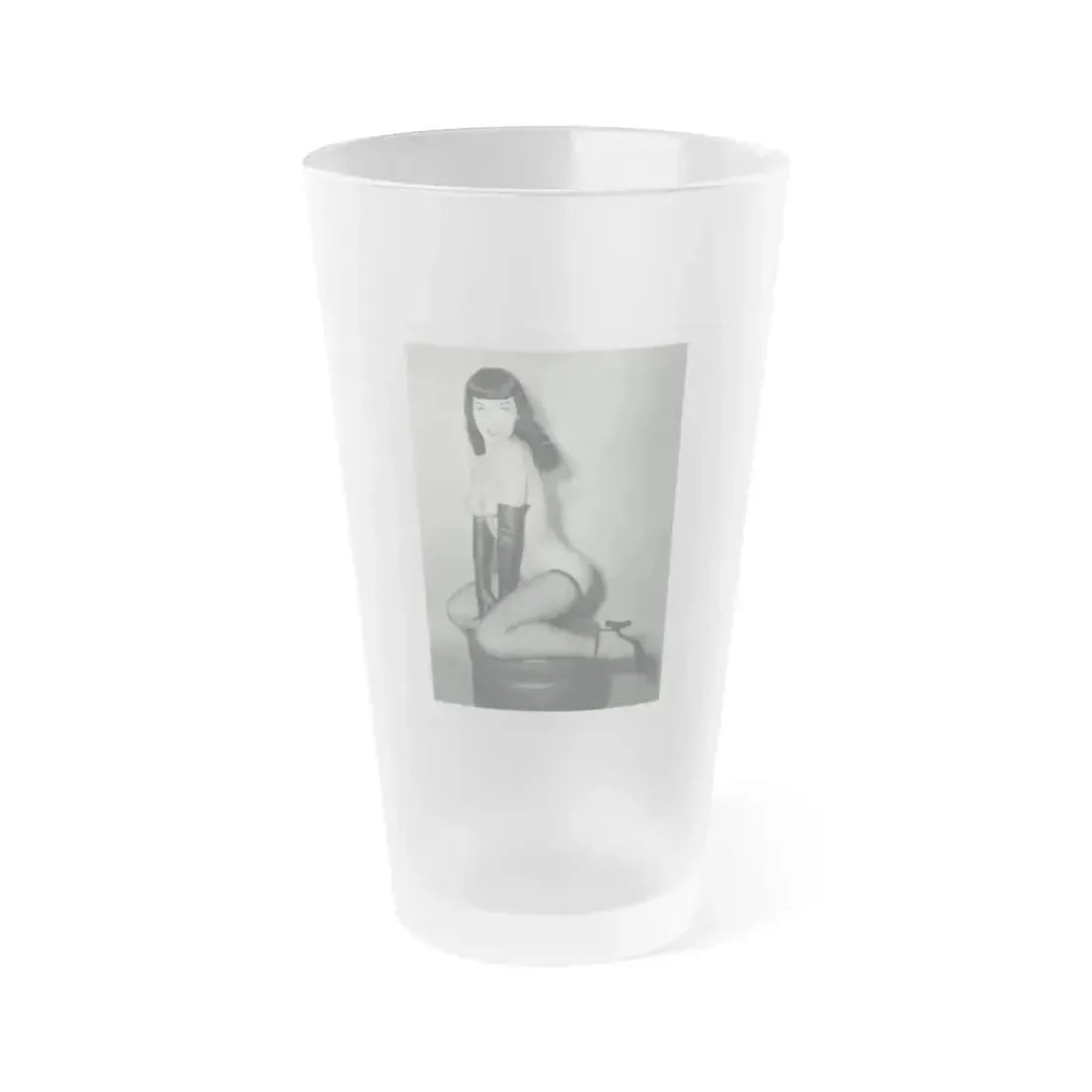 Bettie Page #524 (Vintage Female Icon) Frosted Pint Glass 16oz 16oz Frosted - Go Mug Yourself