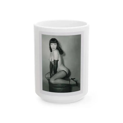 Bettie Page #524 (Vintage Female Icon) White Coffee Mug 15oz - Go Mug Yourself