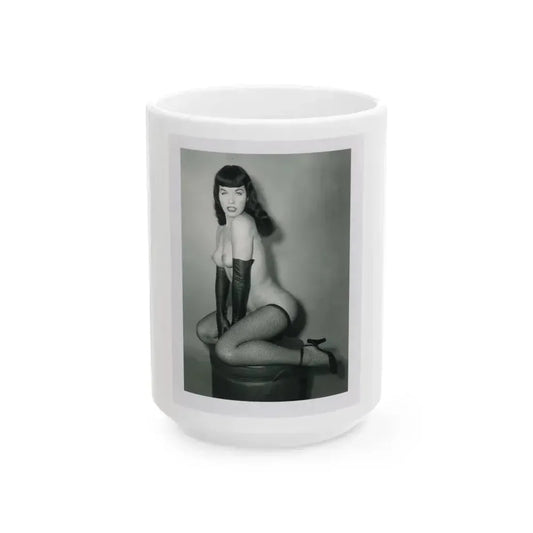 Bettie Page #524 (Vintage Female Icon) White Coffee Mug 15oz - Go Mug Yourself