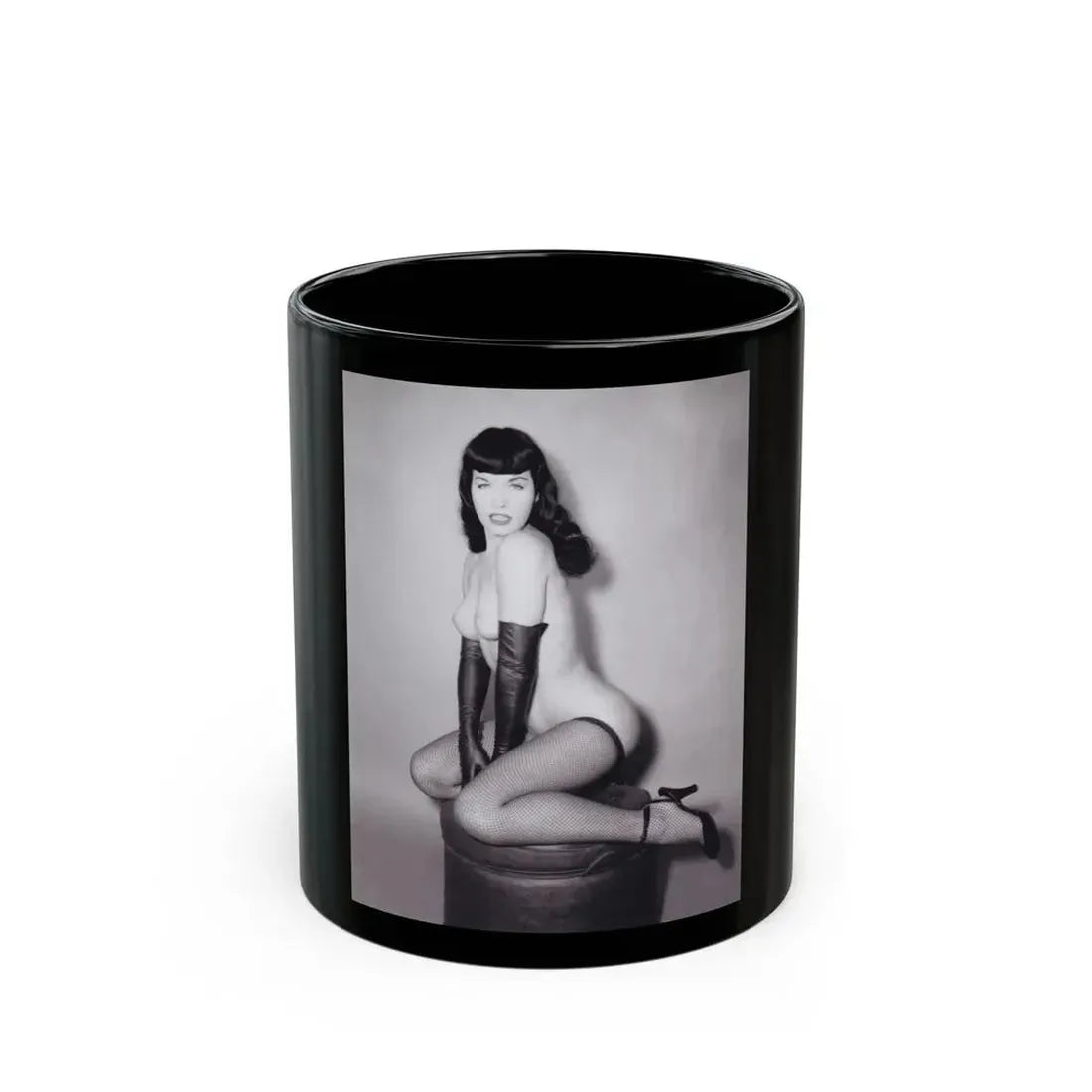 Bettie Page #524_1 (Vintage Female Icon) Black Coffee Mug 11oz - Go Mug Yourself