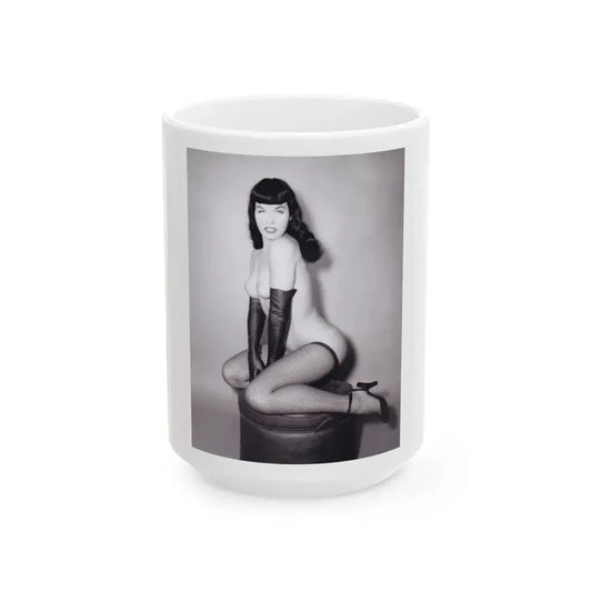 Bettie Page #524_1 (Vintage Female Icon) White Coffee Mug 15oz - Go Mug Yourself