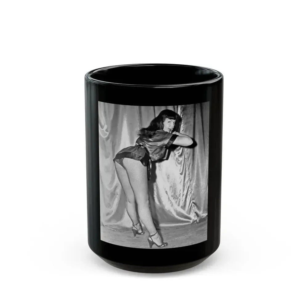 Bettie Page #53 (Vintage Female Icon) Black Coffee Mug 15oz - Go Mug Yourself