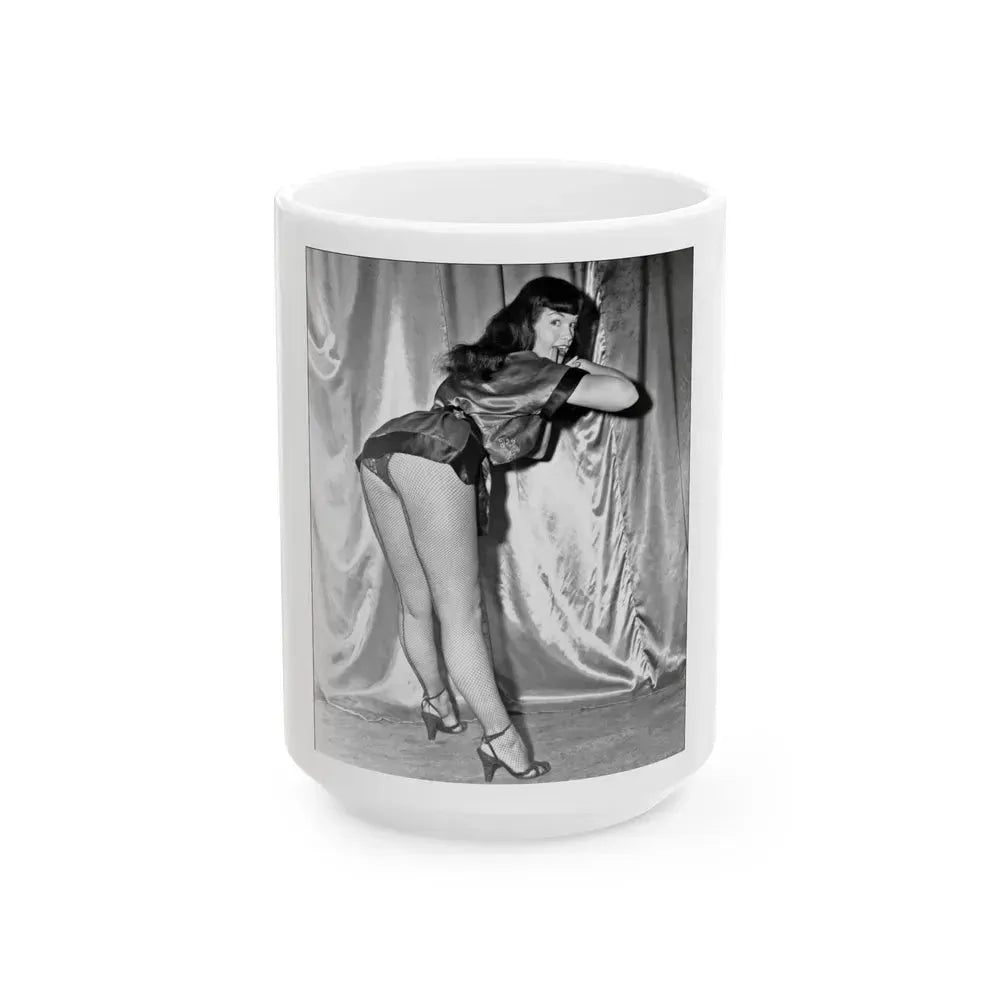 Bettie Page #53 (Vintage Female Icon) White Coffee Mug 15oz - Go Mug Yourself
