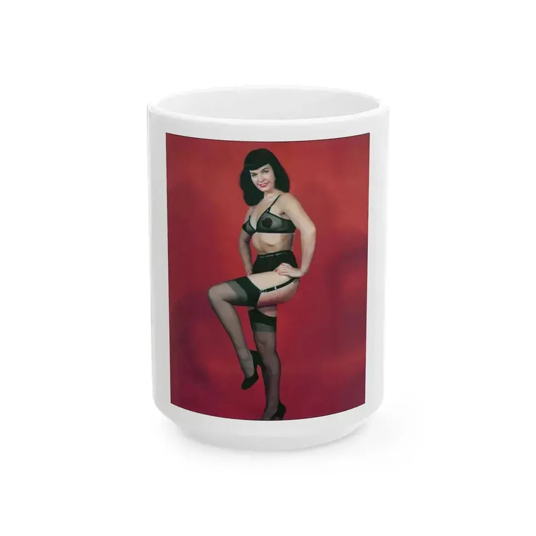 Bettie Page #54 (Vintage Female Icon) White Coffee Mug 15oz - Go Mug Yourself