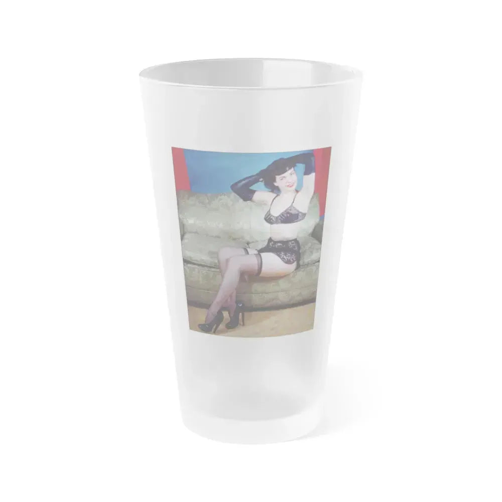 Bettie Page #56 (Vintage Female Icon) Frosted Pint Glass 16oz 16oz Frosted - Go Mug Yourself