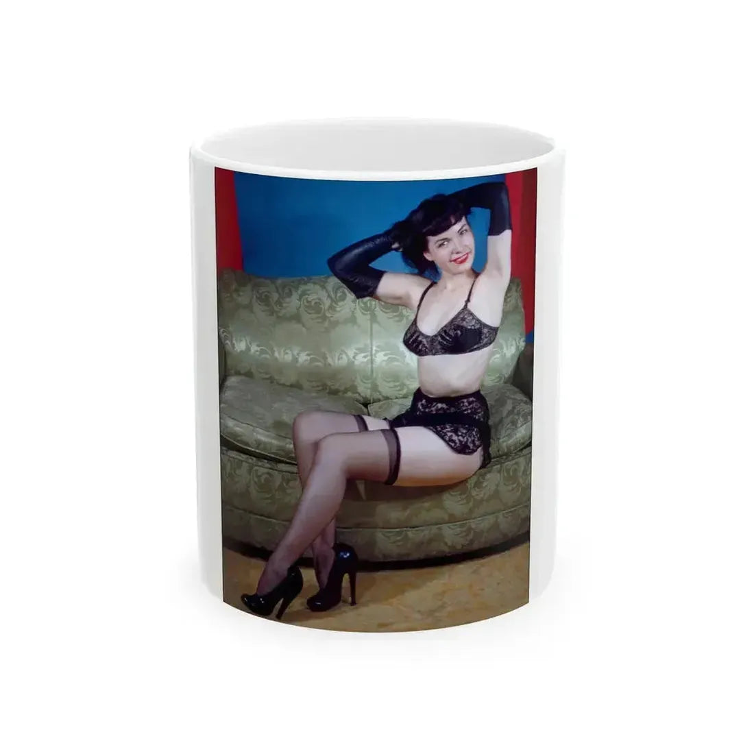 Bettie Page #56 (Vintage Female Icon) White Coffee Mug 11oz - Go Mug Yourself