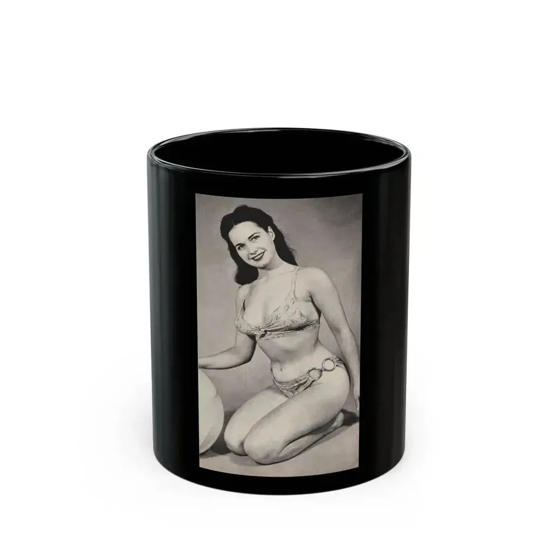 Bettie Page #564 (Vintage Female Icon) Black Coffee Mug 11oz - Go Mug Yourself