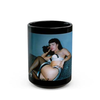 Bettie Page #566 (Vintage Female Icon) Black Coffee Mug 15oz - Go Mug Yourself