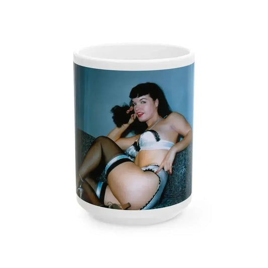 Bettie Page #566 (Vintage Female Icon) White Coffee Mug 15oz - Go Mug Yourself