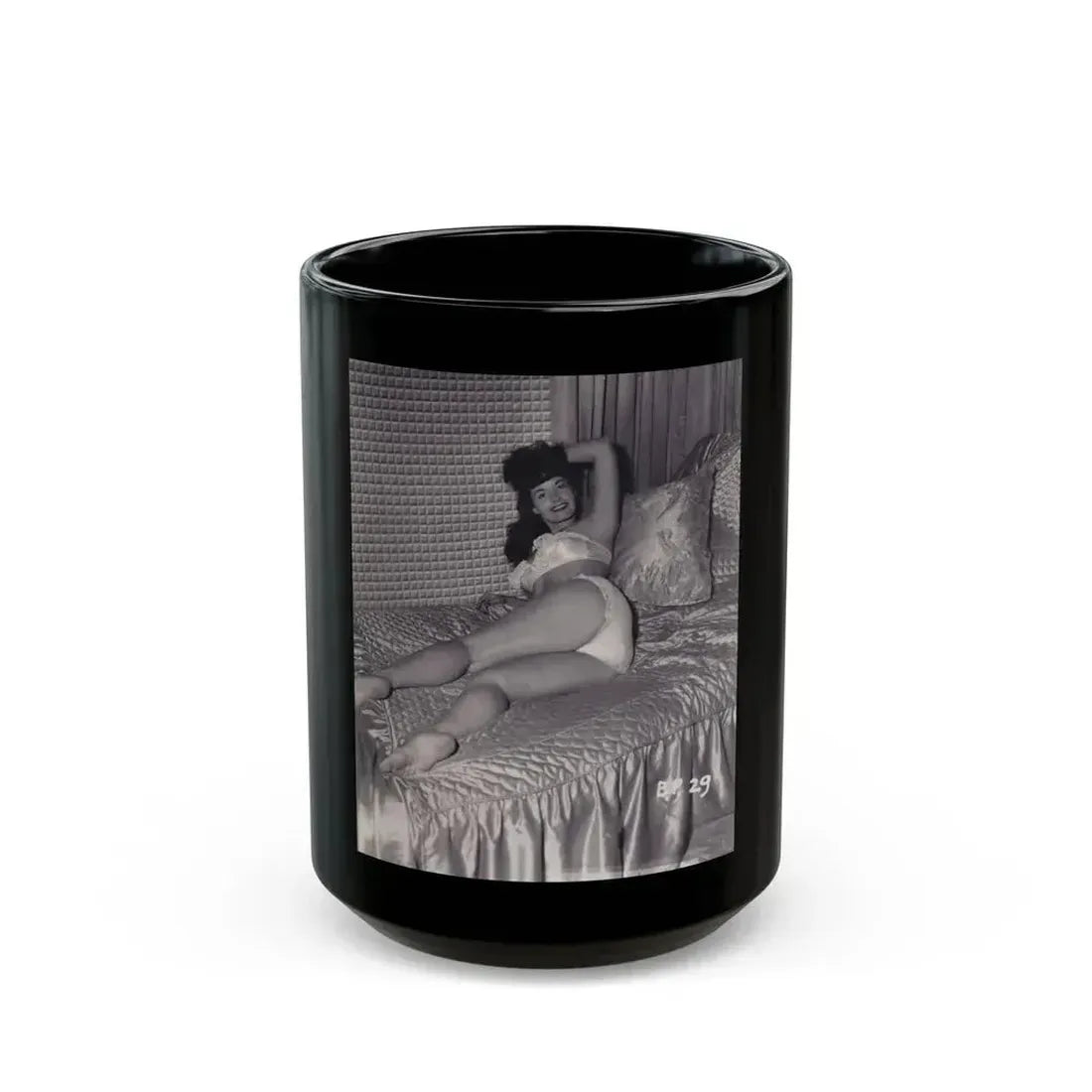 Bettie Page #567 (Vintage Female Icon) Black Coffee Mug 15oz - Go Mug Yourself