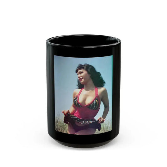 Bettie Page #57 (Vintage Female Icon) Black Coffee Mug 15oz - Go Mug Yourself