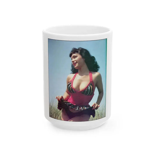 Bettie Page #57 (Vintage Female Icon) White Coffee Mug 15oz - Go Mug Yourself