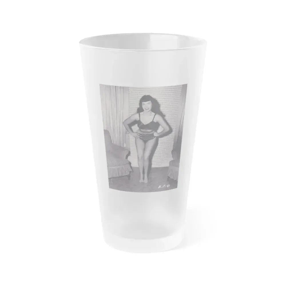 Bettie Page #570 (Vintage Female Icon) Frosted Pint Glass 16oz 16oz Frosted - Go Mug Yourself