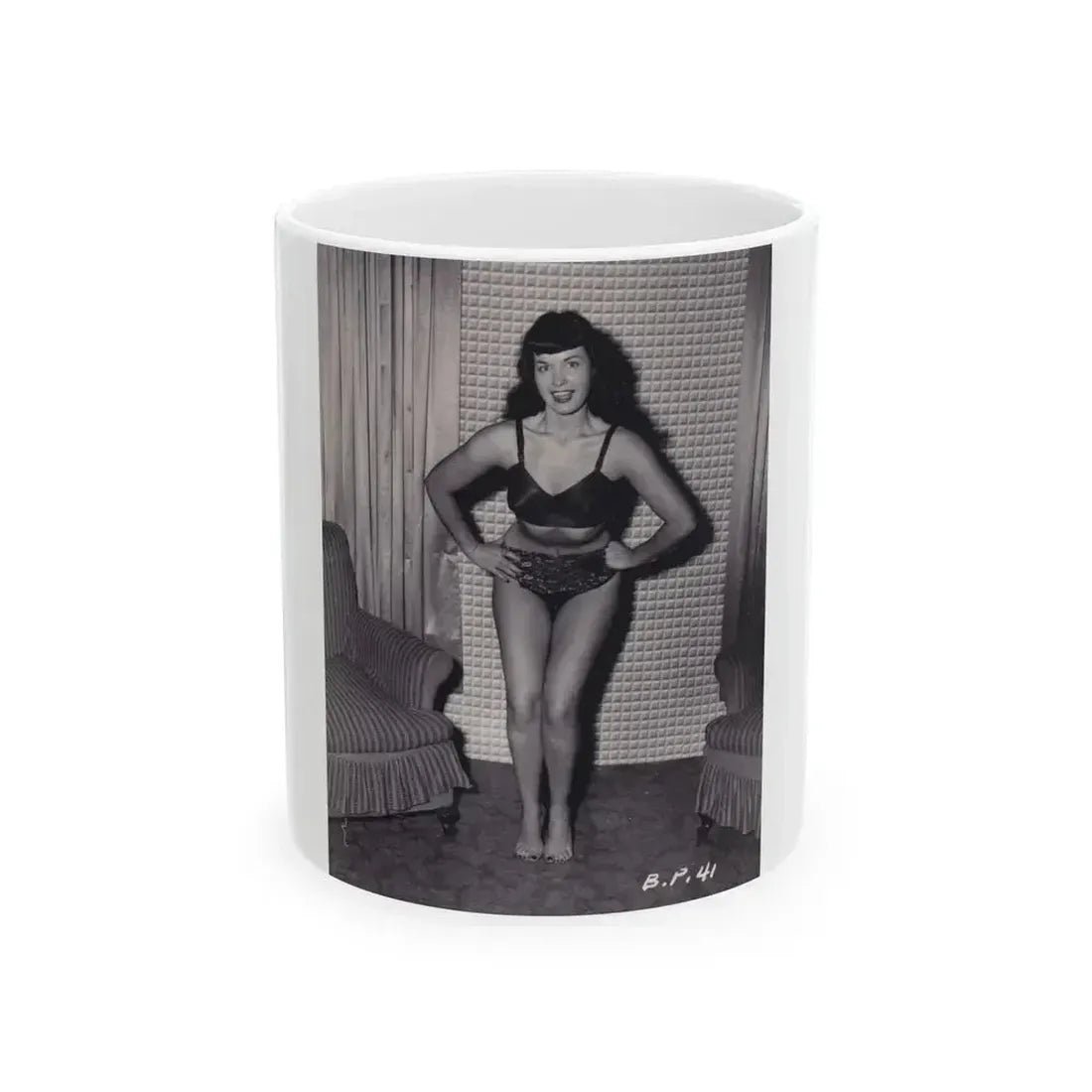 Bettie Page #570 (Vintage Female Icon) White Coffee Mug 11oz - Go Mug Yourself