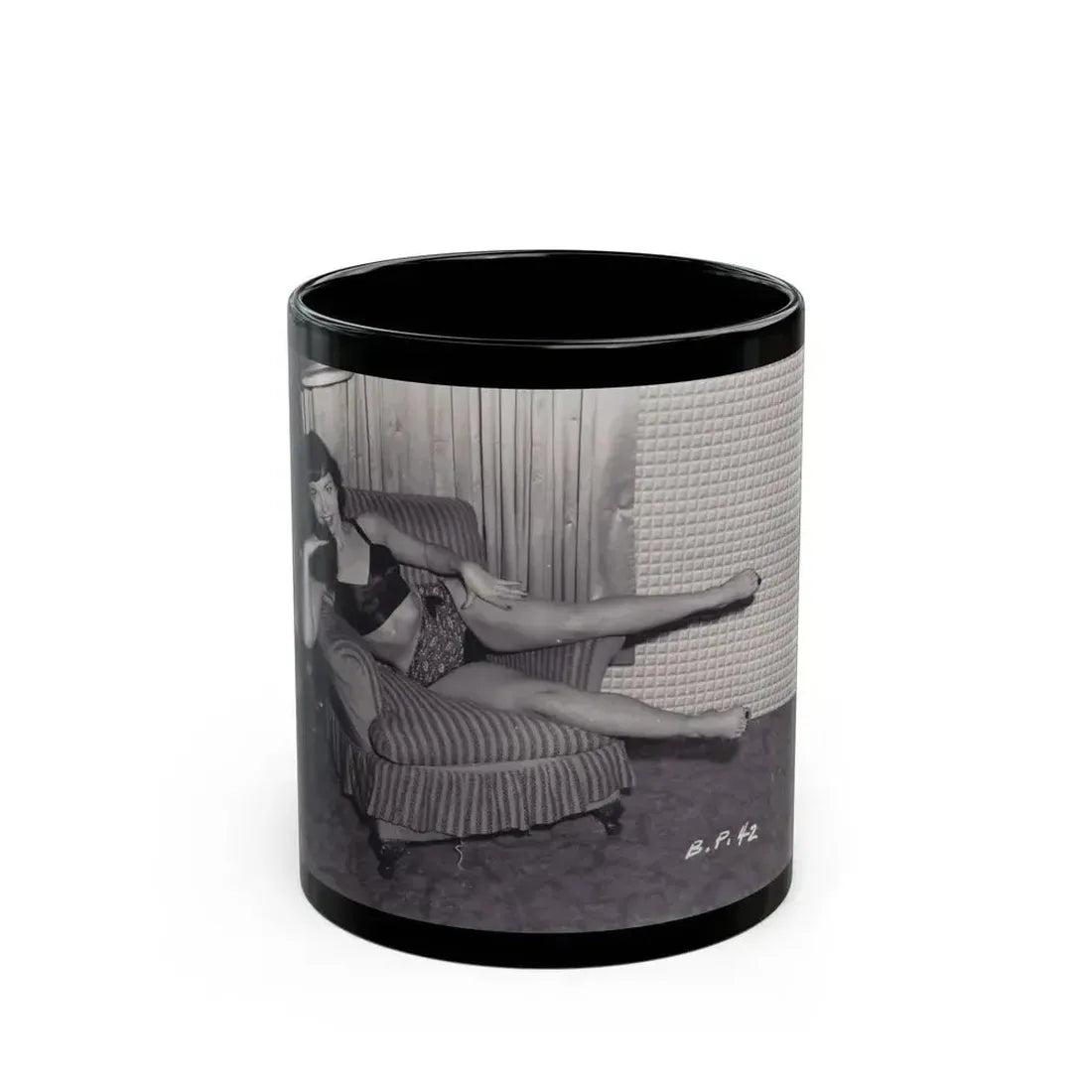 Bettie Page #571 (Vintage Female Icon) Black Coffee Mug 11oz - Go Mug Yourself