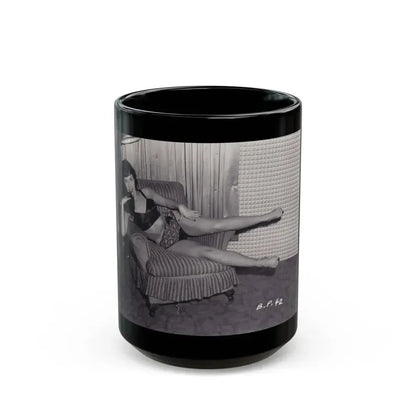 Bettie Page #571 (Vintage Female Icon) Black Coffee Mug 15oz - Go Mug Yourself