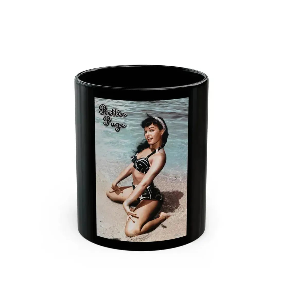 Bettie Page #574 (Vintage Female Icon) Black Coffee Mug 11oz - Go Mug Yourself