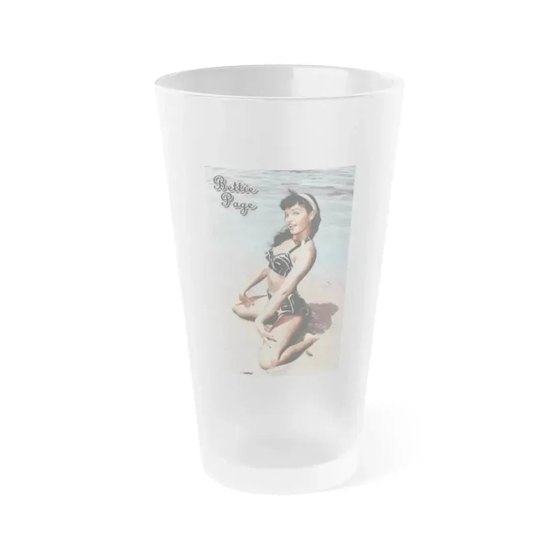 Bettie Page #574 (Vintage Female Icon) Frosted Pint Glass 16oz 16oz Frosted - Go Mug Yourself