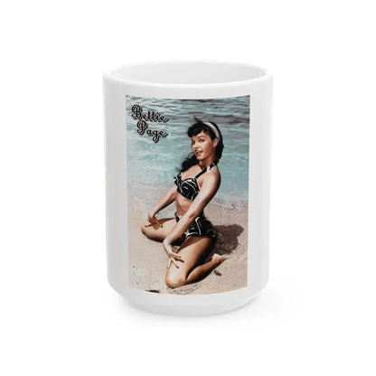 Bettie Page #574 (Vintage Female Icon) White Coffee Mug 15oz - Go Mug Yourself
