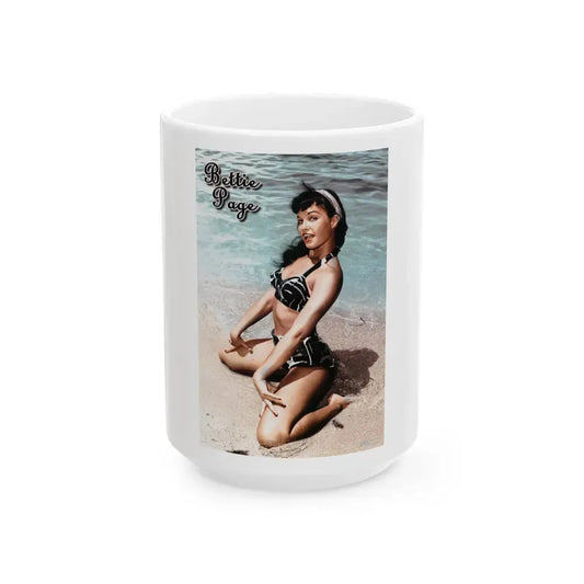 Bettie Page #574 (Vintage Female Icon) White Coffee Mug 15oz - Go Mug Yourself