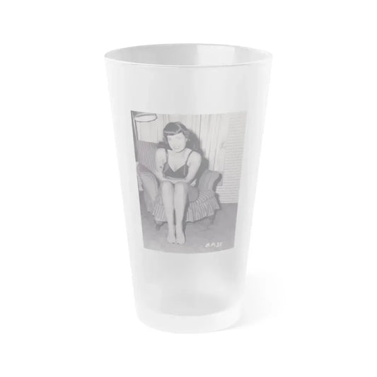 Bettie Page #576 (Vintage Female Icon) Frosted Pint Glass 16oz 16oz Frosted - Go Mug Yourself