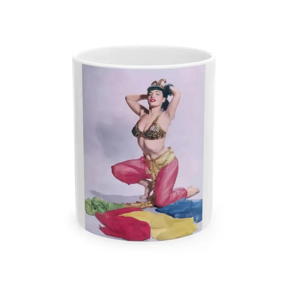 Bettie Page #58 (Vintage Female Icon) White Coffee Mug 11oz - Go Mug Yourself