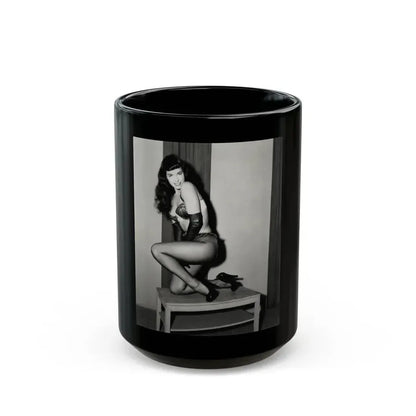 Bettie Page #586 (Vintage Female Icon) Black Coffee Mug 15oz - Go Mug Yourself