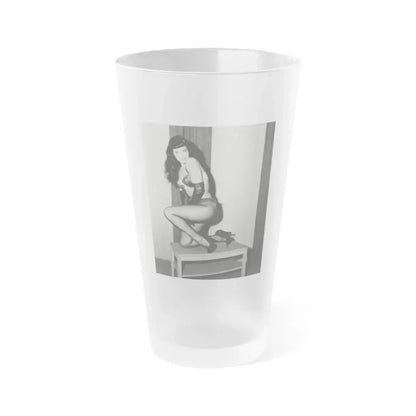 Bettie Page #586 (Vintage Female Icon) Frosted Pint Glass 16oz 16oz Frosted - Go Mug Yourself