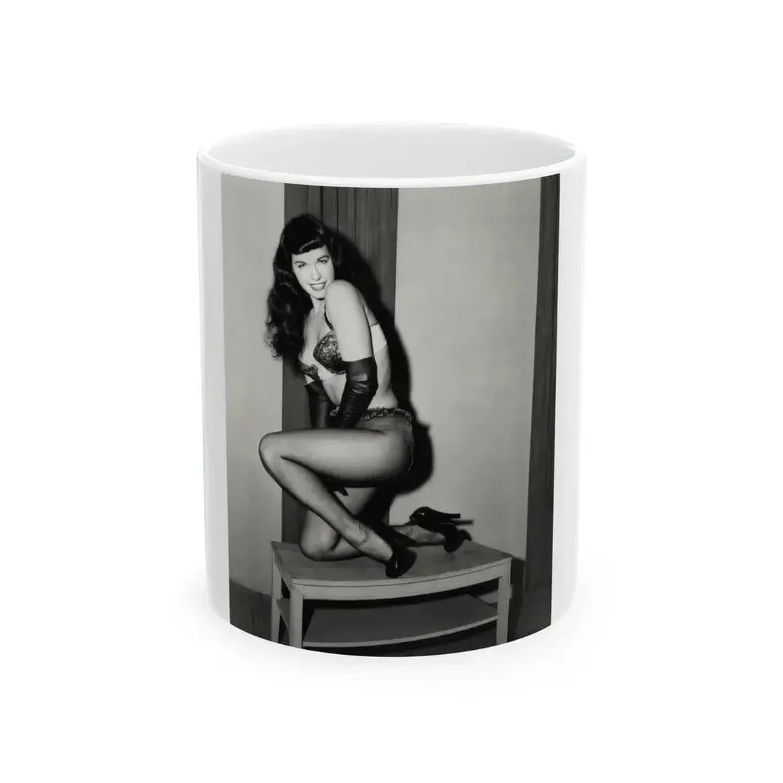 Bettie Page #586 (Vintage Female Icon) White Coffee Mug 11oz - Go Mug Yourself