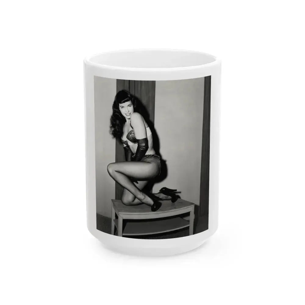 Bettie Page #586 (Vintage Female Icon) White Coffee Mug 15oz - Go Mug Yourself