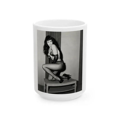 Bettie Page #586 (Vintage Female Icon) White Coffee Mug 15oz - Go Mug Yourself