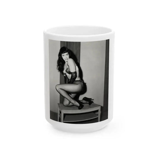Bettie Page #586 (Vintage Female Icon) White Coffee Mug 15oz - Go Mug Yourself
